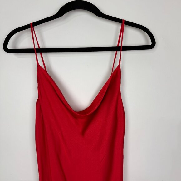 NWT Bardot Satin Cowl Neck Sleeveless Midi Dress Fire Red Size 6 Small - Picture 3 of 12